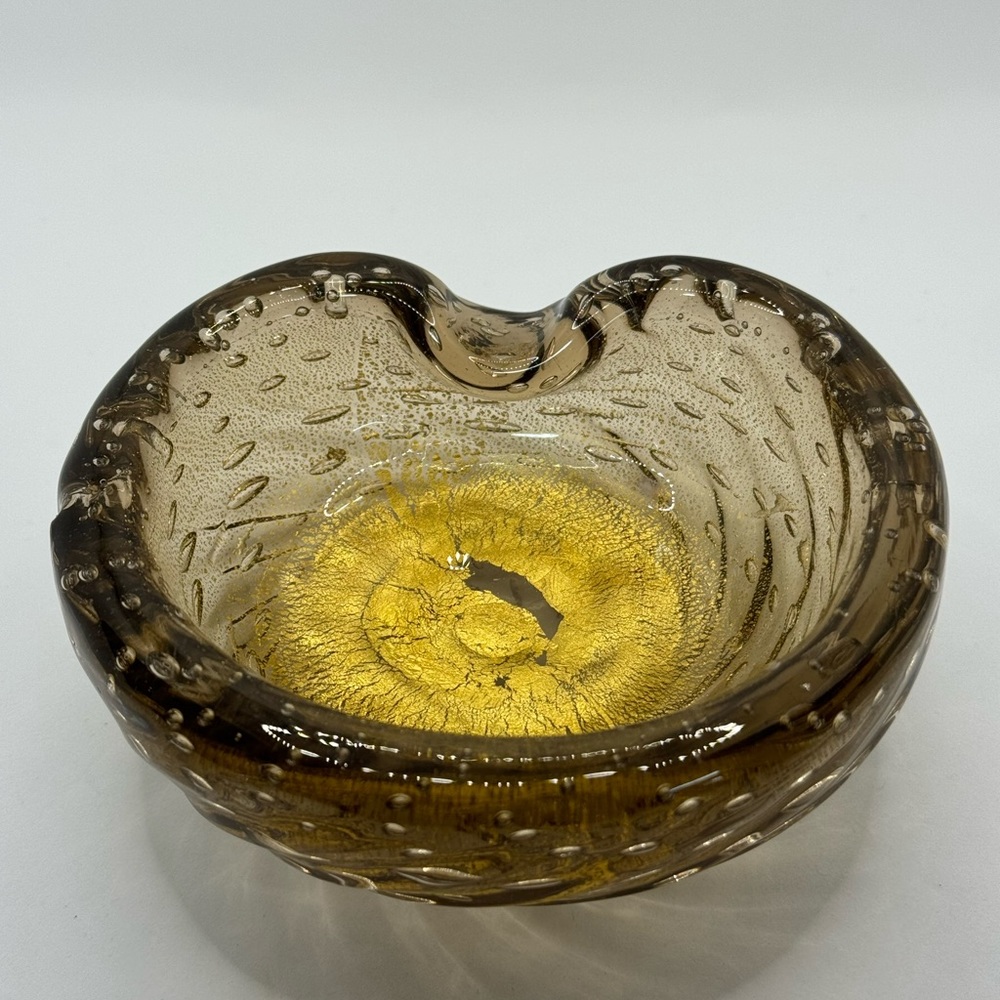 Vintage Italian Art Glass Bowl Bullicante Aventurine